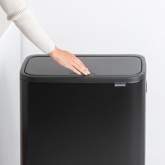 Brabantia Кошче за Боклук от Неръждаема Стомана Тласък Черно 60л