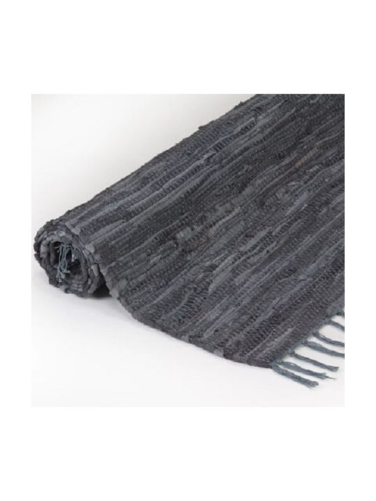 Sidirela E-0162 Rug Fireplace Rectangular Leather with Fringes Grey