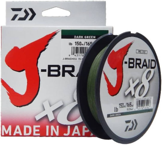 Daiwa J-Braid Χ8 Fishing Filament 150m / 0.06mm / 4kg