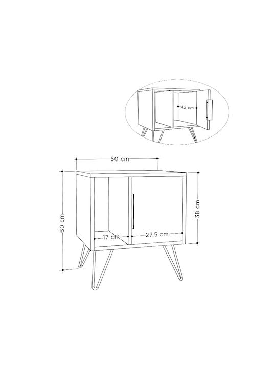 Κομοδίνο Glynn Ξύλινο Λευκό 50.2x44.6x58cm
