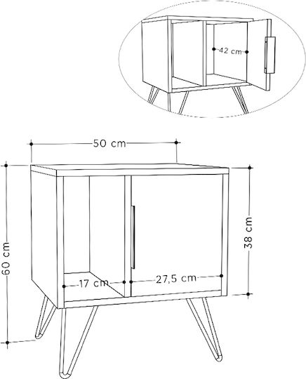 Комод Glynn Дървен Бял 50.2x44.6x58см
