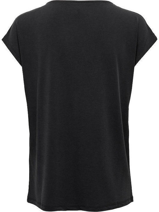 Women's Blouse Sleeveless with V Neckline Black