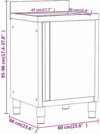 vidaXL Подготвителен шкаф с отварящи се врати и чекмеджета 50x60x95см