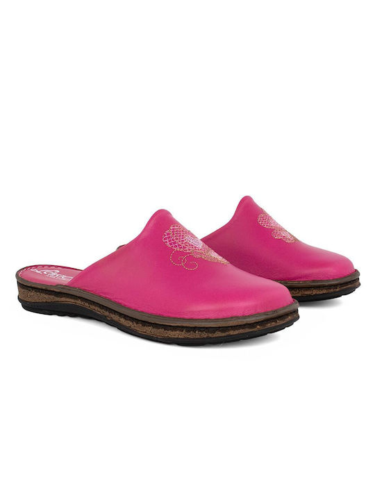 Castor Anatomic Leather Women's Slipper In Fuchsia Colour