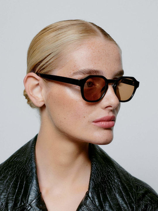 A.Kjaerbede Zan Sunglasses with Black Plastic Frame and Brown Lens KL2318-001
