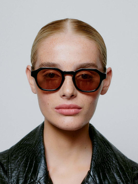A.Kjaerbede Zan Sunglasses with Black Plastic Frame and Brown Lens KL2318-001