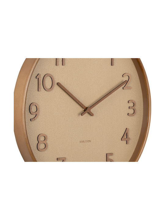 Karlsson Pure Wood Grain Αντικέ Ρολόι Τοίχου Ξύλινο Μπεζ Ø40cm