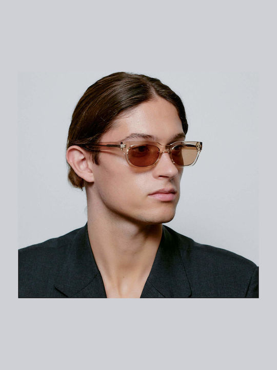 A.Kjaerbede Bror Unisex Sunglasses with Beige Plastic Frame and Brown Lens