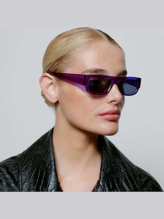A.Kjaerbede Jean Unisex Sunglasses with Purple Plastic Frame and Black Lens KL2315-004