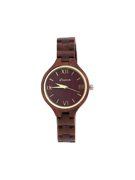 Daponte Watch with Brown Wooden Bracelet