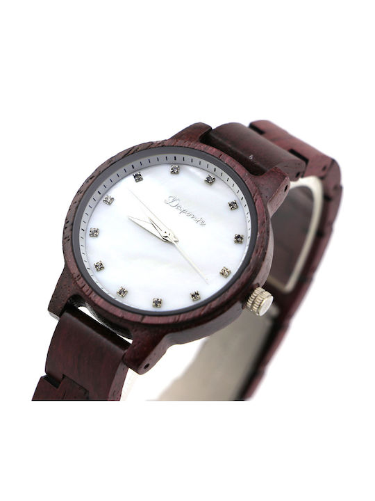Daponte Damen Uhr mit Lila Holzarmband