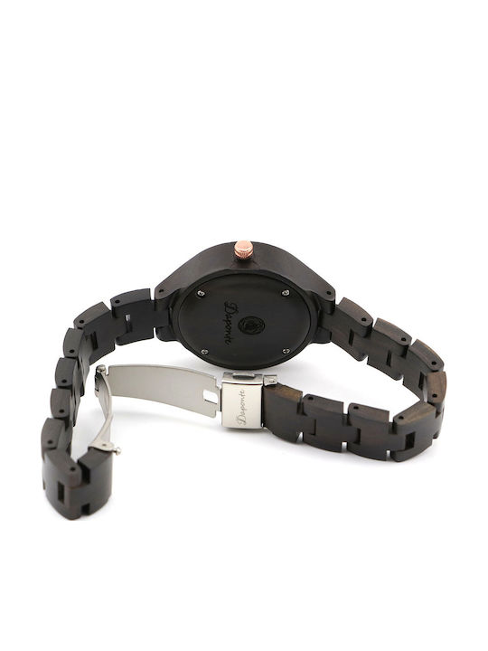Daponte Women's Watch with Black Wooden Bracelet