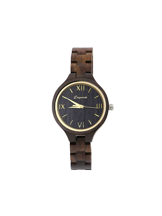 Daponte Watch with Brown Wooden Bracelet