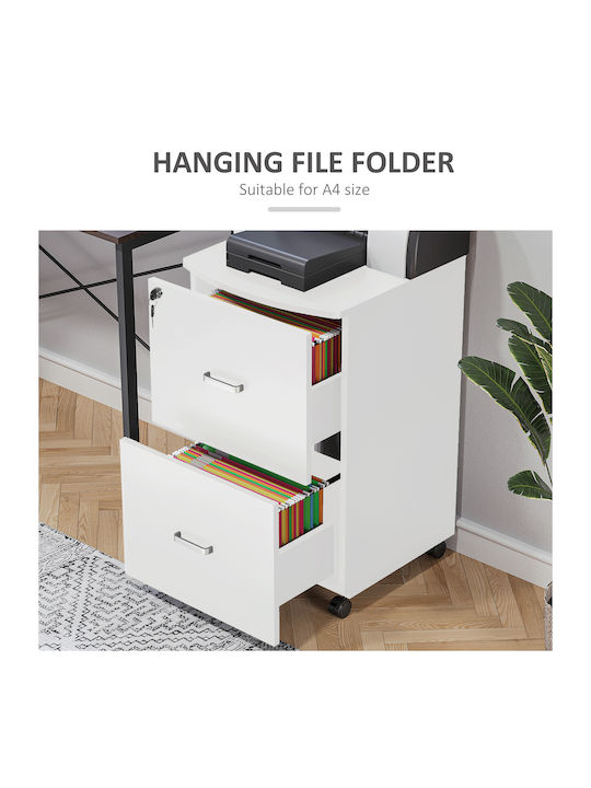 Schublade Büro aus MDF mit Rollen & Schloss 43x45x72cm
