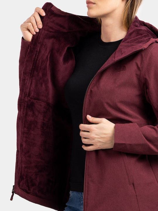 Shelbe Raschel Women's for Hiking Short Sports Softshell Jacket Waterproof and Windproof for Winter with Hood Burgundy