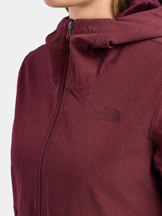 Shelbe Raschel Women's for Hiking Short Sports Softshell Jacket Waterproof and Windproof for Winter with Hood Burgundy