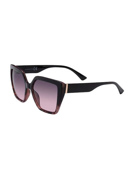 Corniglia Women's Sunglasses with Black Acetate Frame and Burgundy Gradient Lenses 028033-03