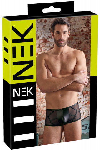 Nek Nek Boxeri Sexy pentru bărbați Pantaloni cu pungă lucioasă Black