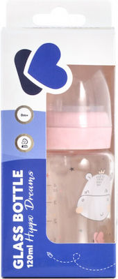 Kikka Boo Glass Bottle Anti-Colic with Silicone Nipple for 0+, 0+ m, months Pink Hippo Dreams 120ml 1pcs