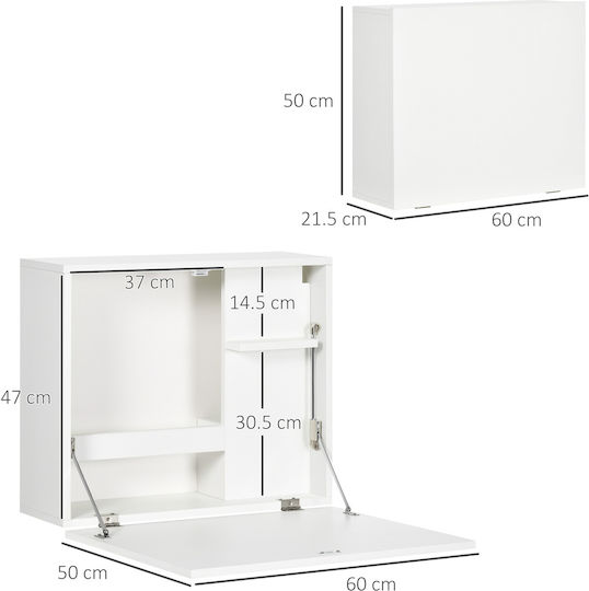 Desk Wooden White 60x21.5x50cm