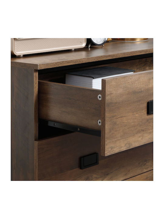 Wooden Bedroom Chest of Drawers With 4 Brown Drawers 80x39x95cm