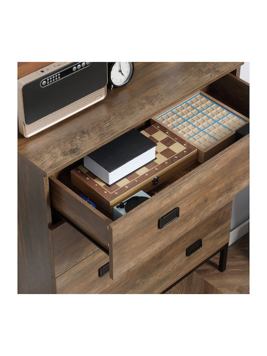 Wooden Bedroom Chest of Drawers With 4 Brown Drawers 80x39x95cm