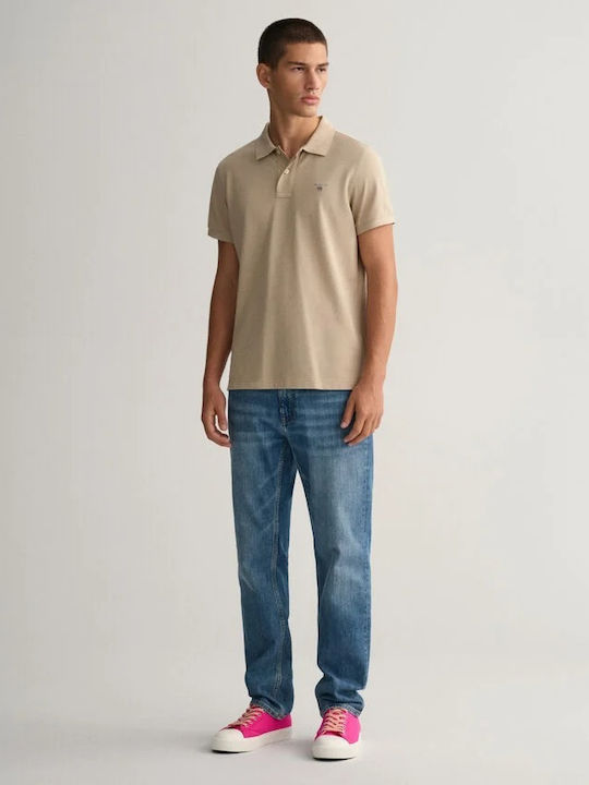 Polo Kurzarmbluse Beige