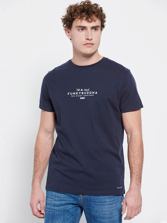 Funky Buddha Ανδρικό T-shirt Navy Μπλε με Λογότυπο