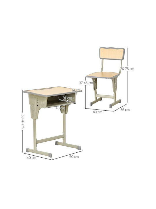 Kids Desk made of Melamine Beige 40x36x78cm
