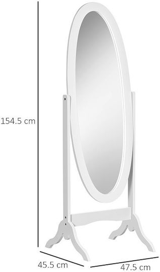 HomCom Καθρέπτης Οβάλ με Λευκό Ξύλινο Πλαίσιο 147x48cm
