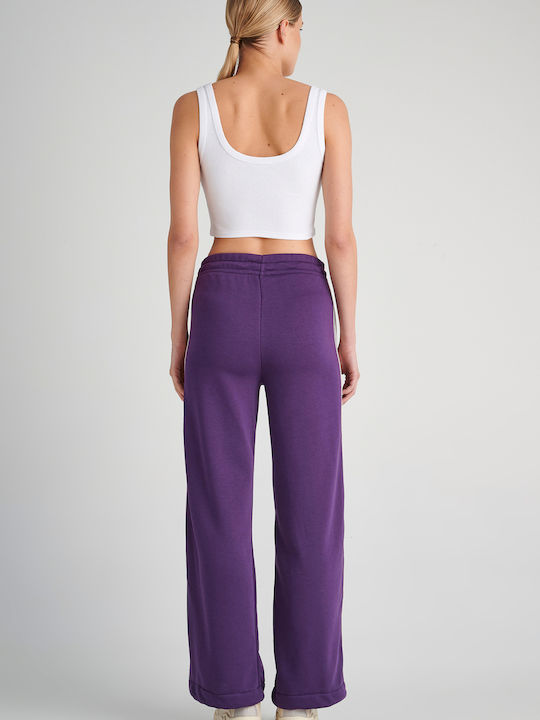 SugarFree Women's High Waist Wide Sweatpants Purple