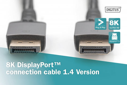 Digitus Cable DisplayPort male - DisplayPort male 3m Μαύρο (DB-340201-030-S)
