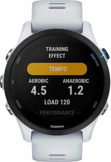 Garmin Forerunner 255 Music 46mm Αδιάβροχο Smartwatch με Παλμογράφο (Whitestone)