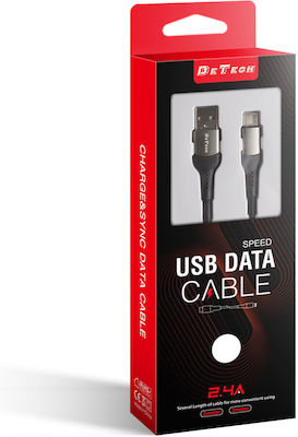 De Tech DE-43i2 Braided USB-A to Lightning Cable Black 2m (40260)