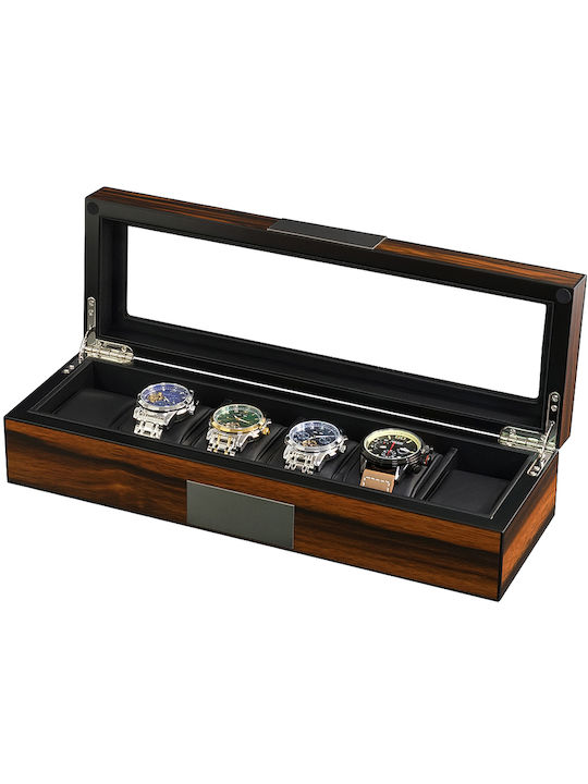 Rothenschild Wooden Case with transparent lid for 6 watches in Brown color RS-2377-6EB