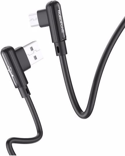 Borofone BX58 Unghi (90°) / Braided USB 2.0 spre micro USB Cablu Negru 1m 1buc