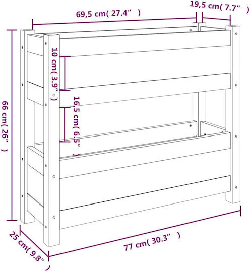 vidaXL Blumenkasten Hölzernes Gray 77x25x66cm.