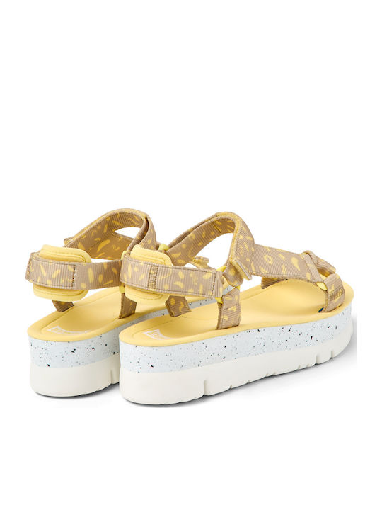 Oruga Up Γυναικεία Σανδάλια Sporty Flatforms Κίτρινα
