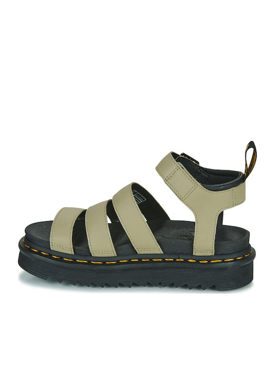 Blaire Δερμάτινα Γυναικεία Σανδάλια Flatforms Πράσινα