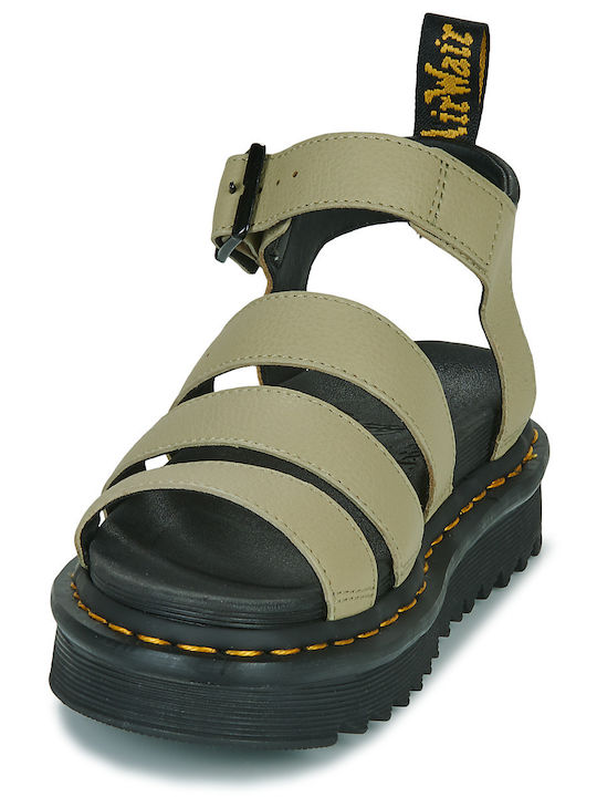 Blaire Δερμάτινα Γυναικεία Σανδάλια Flatforms Πράσινα