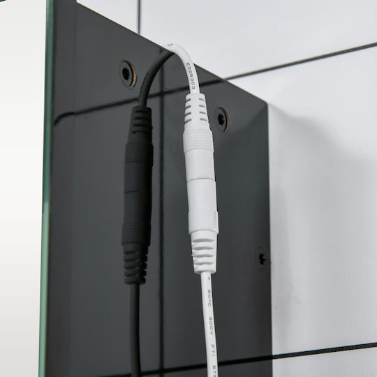 Kleankin 834-416BK Rectangular Bathroom Mirror Led made of MDF with Shelf & Cabinet 90x65cm Black