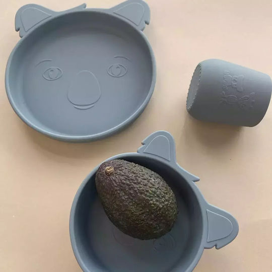 Nuuroo Lykke Baby & Kids Feeding Set Made of Silicone Blue 4 Pieces