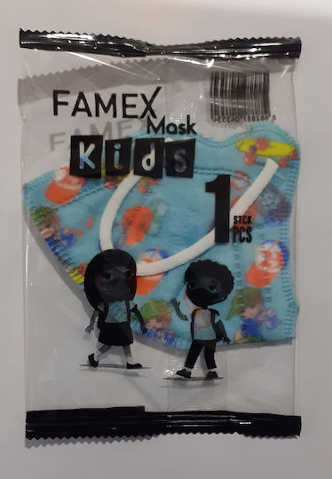 Famex Disposable Protective Mask FFP2 NR Kids Turquoise with Toys 100pcs