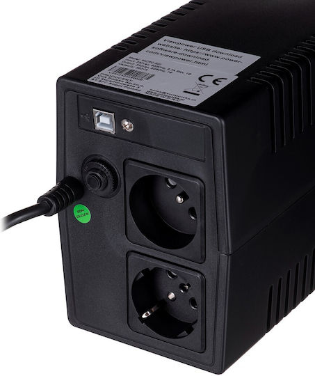 Volt Polska Micro UPS Line-Interactive 800VA 480W με 2 Schuko Πρίζες