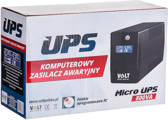 Volt Polska Micro UPS Line-Interactive 800VA 480W με 2 Schuko Πρίζες