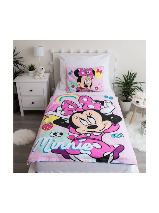 Disney Σετ Βρεφική Παπλωματοθήκη με Μαξιλαροθήκη Minnie Mouse Ροζ 100x135εκ.