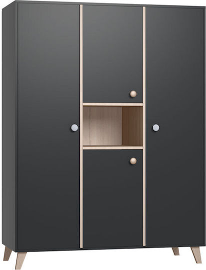 Kallen Τετράφυλλη Ντουλάπα Anthracite 143x57x190cm