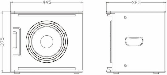 GloboStar ES110SA Active Wall Installation Speaker 600W Piece 44.5x44.5x37.5cm Black