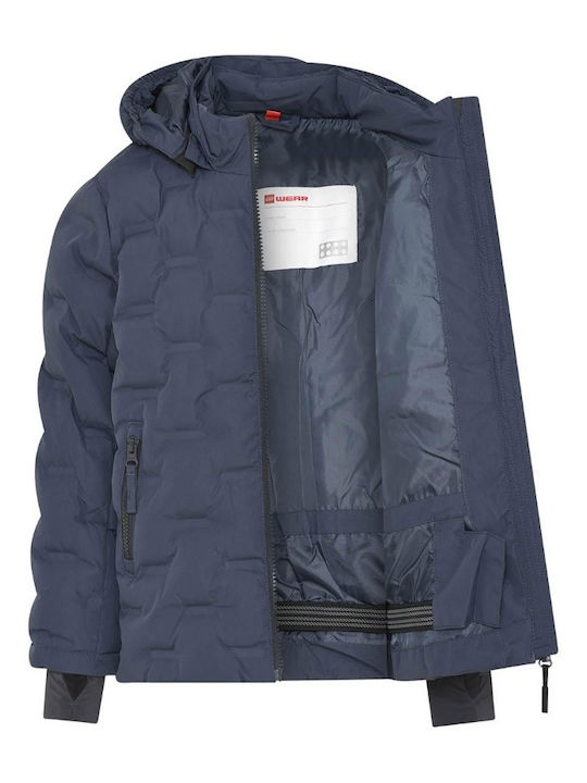 Down Kids Sports Jacket Short Hooded Grey