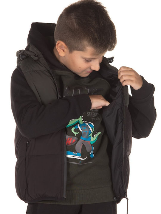 Kinder Freizeitjacke Ärmellos Kurz mit Kapuze Khaki